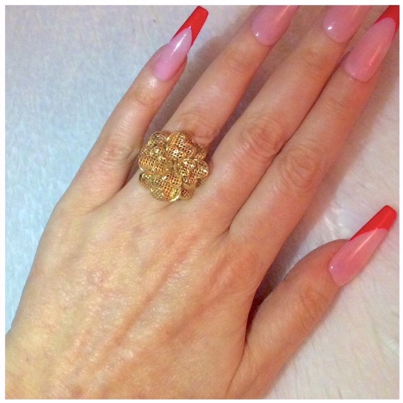 🌺 VINTAGE 14k HIBISCUS MESH RING/FINAL REDUCTION PRICE $400….. - Picture 3 of 8